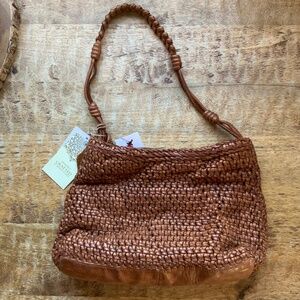 Handcrafted in India Genuine Braided Leather Shoulder Bag
